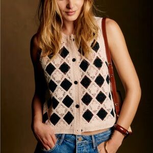 Sezane Ron Top in Black/White size S